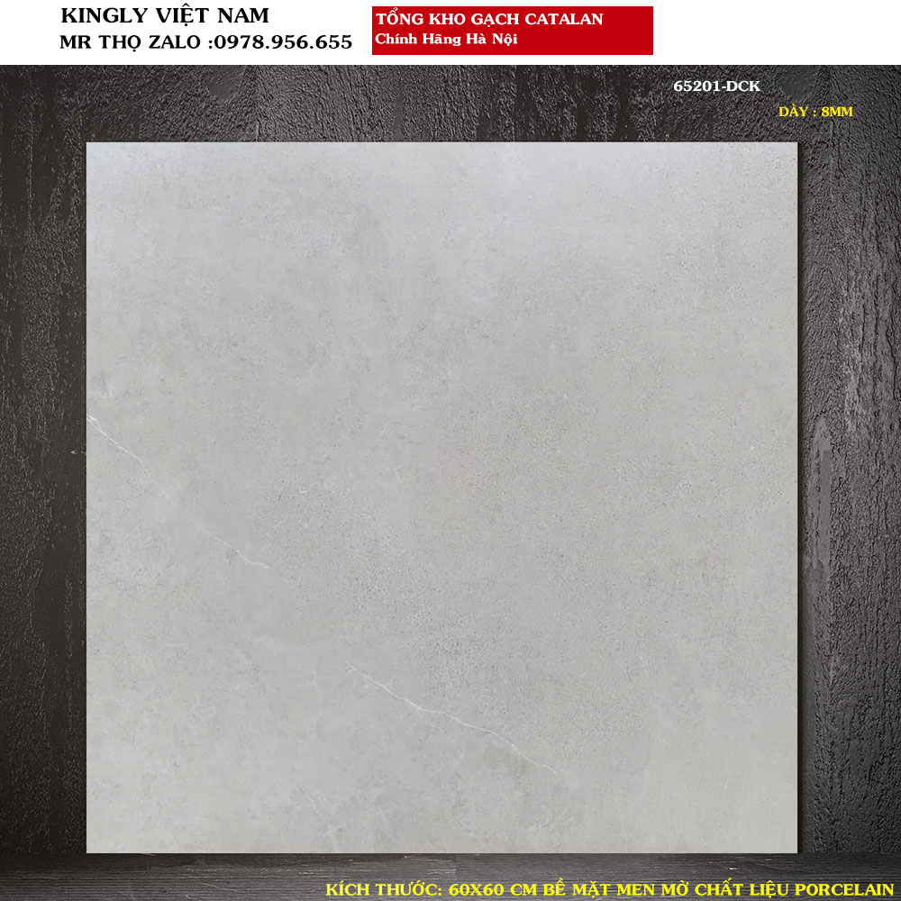 Gạch lát nền Vân xi măng 60x60 catalan men matt mờ 65201 Loại 1
